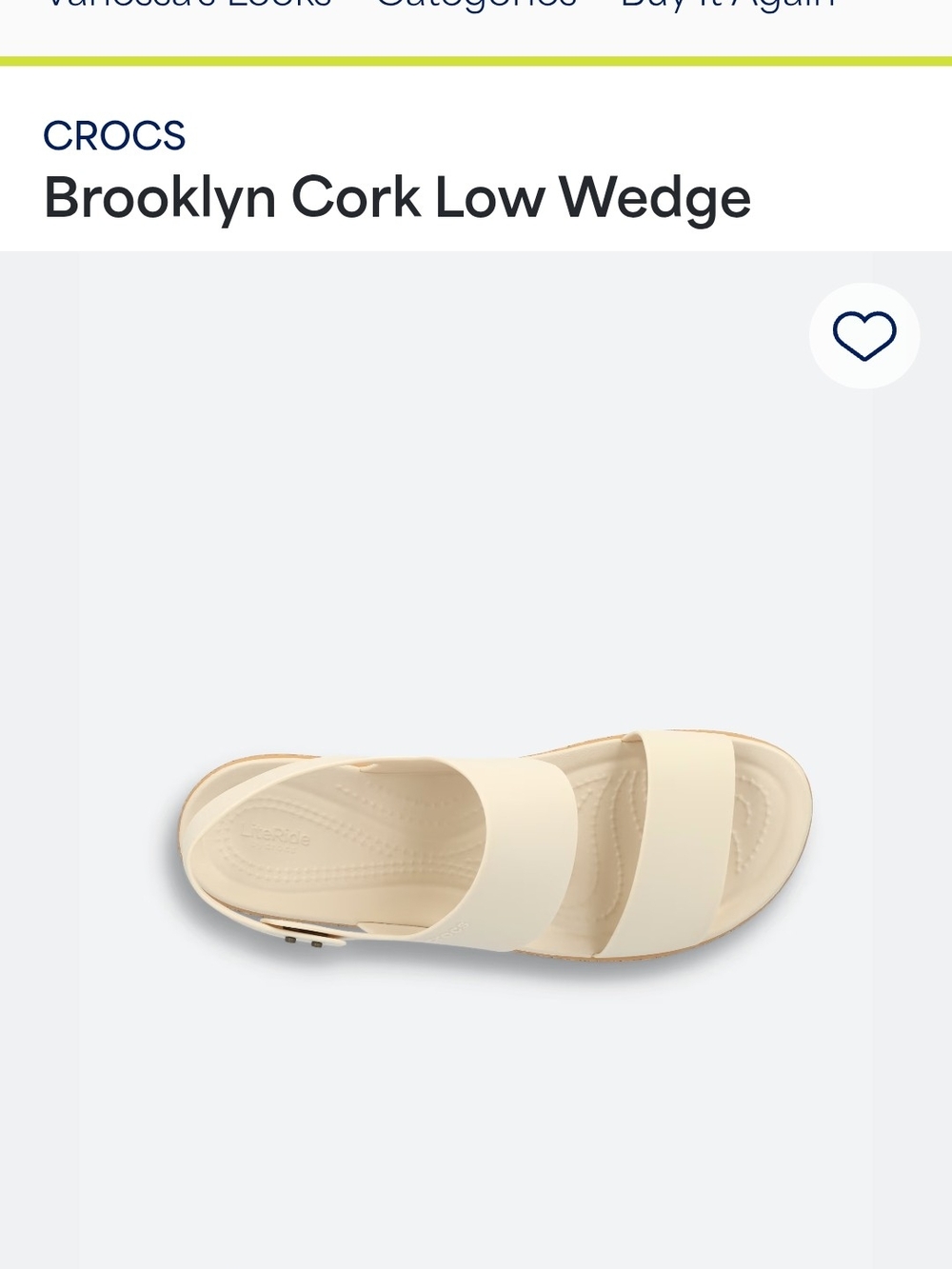 CROCS Brooklyn Cork Low Wedge Sandal in Cream